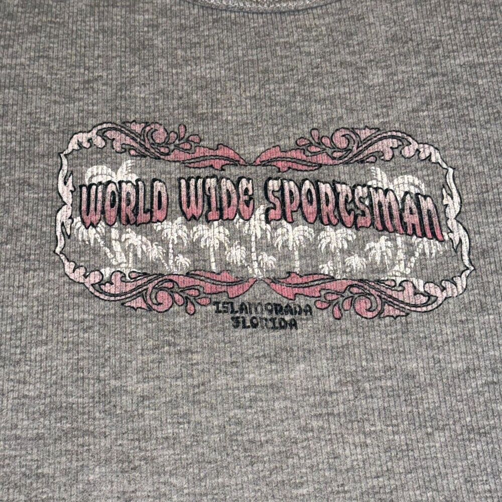 World Wide Sportsman Y2K Tank Women's Large Gray Knit Cotton Islamorada Florida - Picture 5 of 7
